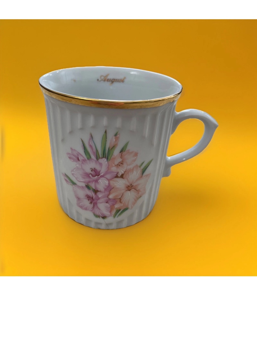 Original Bohemia Flower Of The Month AUGUST GLADIOLUS Coffee Mug Cup Czech